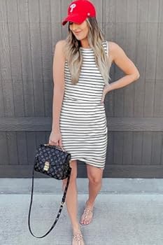Summer Sleeveless Tank Dresses Crew Neck Slim Fit Short Casual Ruched Bodycon Party Club Mini Dress
